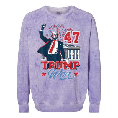 Donald Trump Wins Us Presidency Trump Won 2024 Presidential Election Colorblast Crewneck Sweatshirt