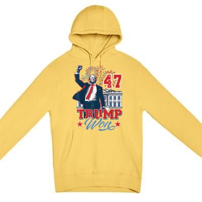 Donald Trump Wins Us Presidency Trump Won 2024 Presidential Election Premium Pullover Hoodie