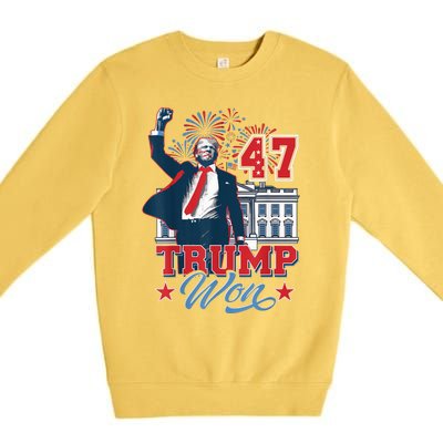 Donald Trump Wins Us Presidency Trump Won 2024 Presidential Election Premium Crewneck Sweatshirt