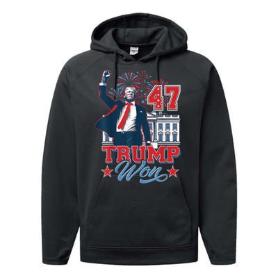 Donald Trump Wins Us Presidency Trump Won 2024 Presidential Election Performance Fleece Hoodie