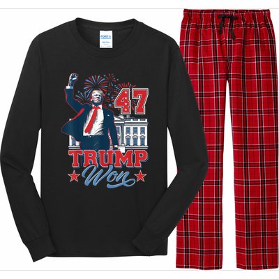 Donald Trump Wins Us Presidency Trump Won 2024 Presidential Election Long Sleeve Pajama Set