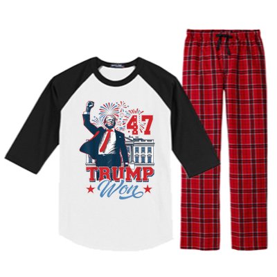 Donald Trump Wins Us Presidency Trump Won 2024 Presidential Election Raglan Sleeve Pajama Set