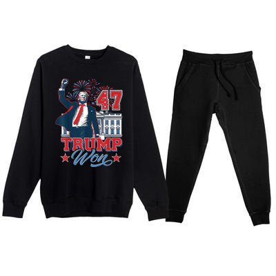 Donald Trump Wins Us Presidency Trump Won 2024 Presidential Election Premium Crewneck Sweatsuit Set