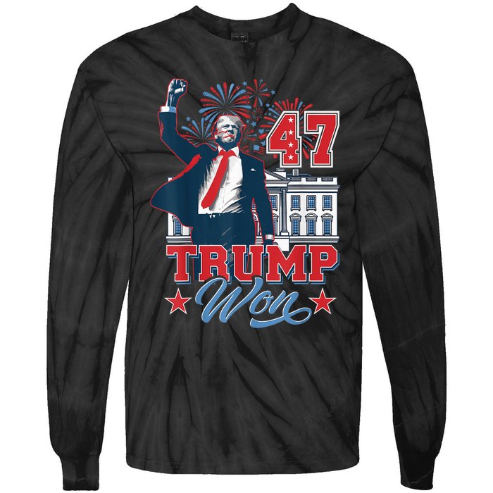 Donald Trump Wins Us Presidency Trump Won 2024 Presidential Election Tie-Dye Long Sleeve Shirt