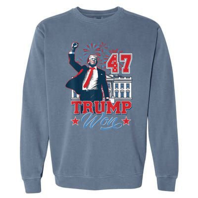 Donald Trump Wins Us Presidency Trump Won 2024 Presidential Election Garment-Dyed Sweatshirt