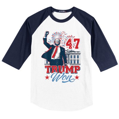 Donald Trump Wins Us Presidency Trump Won 2024 Presidential Election Baseball Sleeve Shirt