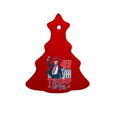 Donald Trump Wins Us Presidency Trump Won 2024 Presidential Election Ceramic Tree Ornament