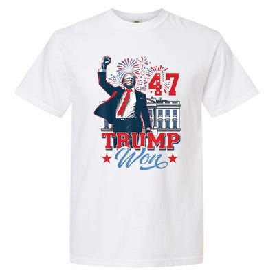 Donald Trump Wins Us Presidency Trump Won 2024 Presidential Election Garment-Dyed Heavyweight T-Shirt