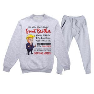 Donald Trump YouRe A Really Great Brother Premium Crewneck Sweatsuit Set