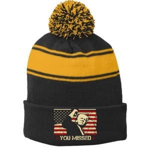 Donald Trump You Missed Funny Trump Usa 2024 Stripe Pom Pom Beanie