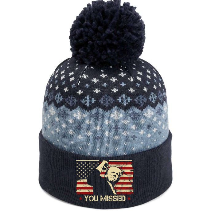 Donald Trump You Missed Funny Trump Usa 2024 The Baniff Cuffed Pom Beanie