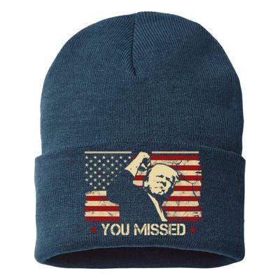 Donald Trump You Missed Funny Trump Usa 2024 Sustainable Knit Beanie