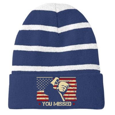 Donald Trump You Missed Funny Trump Usa 2024 Striped Beanie with Solid Band