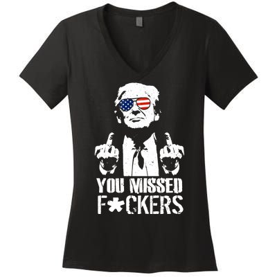 Donald Trump You Missed Fight Fight Fight Women's V-Neck T-Shirt