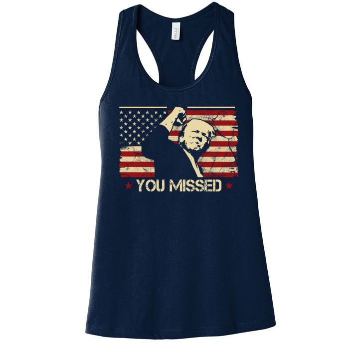 Donald Trump You Missed Vintage Usa Flag Election Women's Racerback Tank