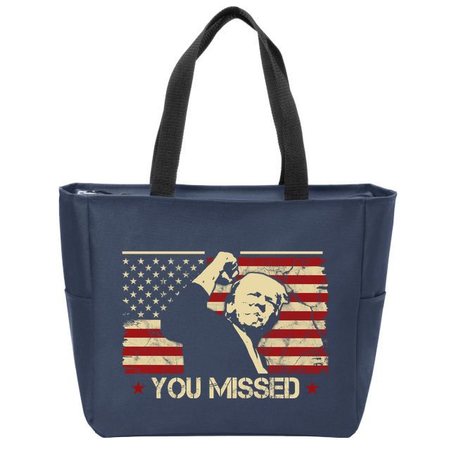 Donald Trump You Missed Vintage Usa Flag Election Zip Tote Bag