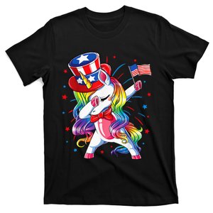 Dabbing Unicorn 4th of July  American T-Shirt