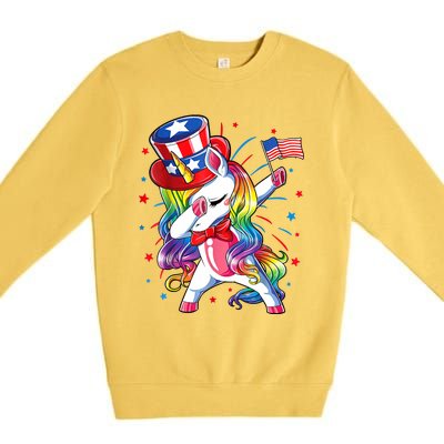 Dabbing Unicorn 4th Of July Women American Premium Crewneck Sweatshirt