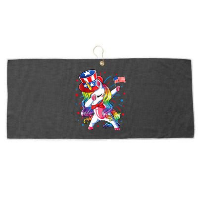 Dabbing Unicorn 4th Of July Women American Large Microfiber Waffle Golf Towel