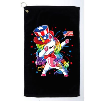 Dabbing Unicorn 4th Of July Women American Platinum Collection Golf Towel