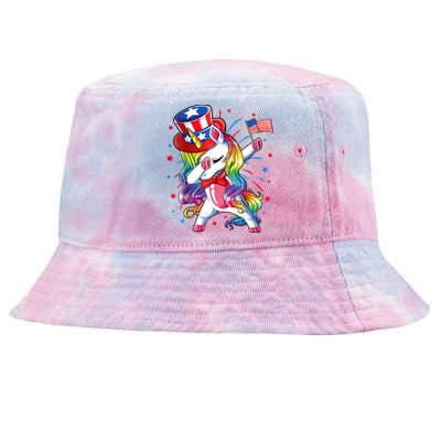 Dabbing Unicorn 4th Of July Women American Tie-Dyed Bucket Hat