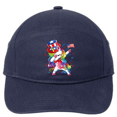 Dabbing Unicorn 4th Of July Women American 7-Panel Snapback Hat