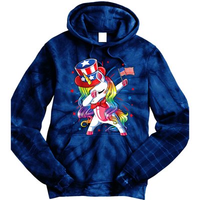 Dabbing Unicorn 4th Of July Women American Tie Dye Hoodie