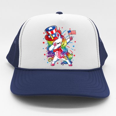 Dabbing Unicorn 4th Of July Women American Trucker Hat