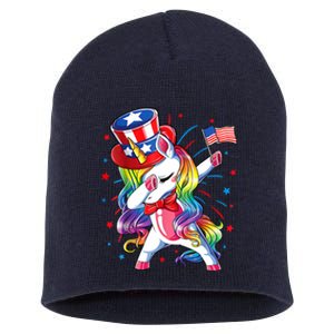 Dabbing Unicorn 4th Of July Women American Short Acrylic Beanie