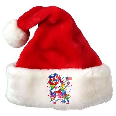 Dabbing Unicorn 4th Of July Women American Premium Christmas Santa Hat