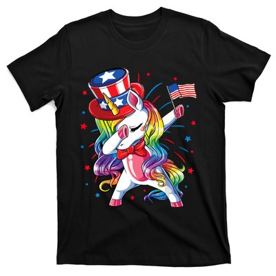 Dabbing Unicorn 4th Of July, Women American Flag T-Shirt