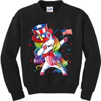 Dabbing Unicorn 4th Of July, Women American Flag Kids Sweatshirt