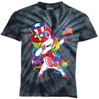 Dabbing Unicorn 4th Of July, Women American Flag Kids Tie-Dye T-Shirt