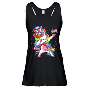 Dabbing Unicorn 4th Of July Sam American Flag Ladies Essential Flowy Tank