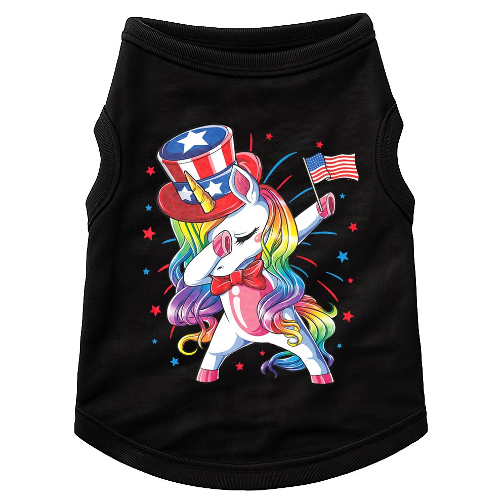 Dabbing Unicorn 4th Of July Uncle Sam American Flag Doggie Tank