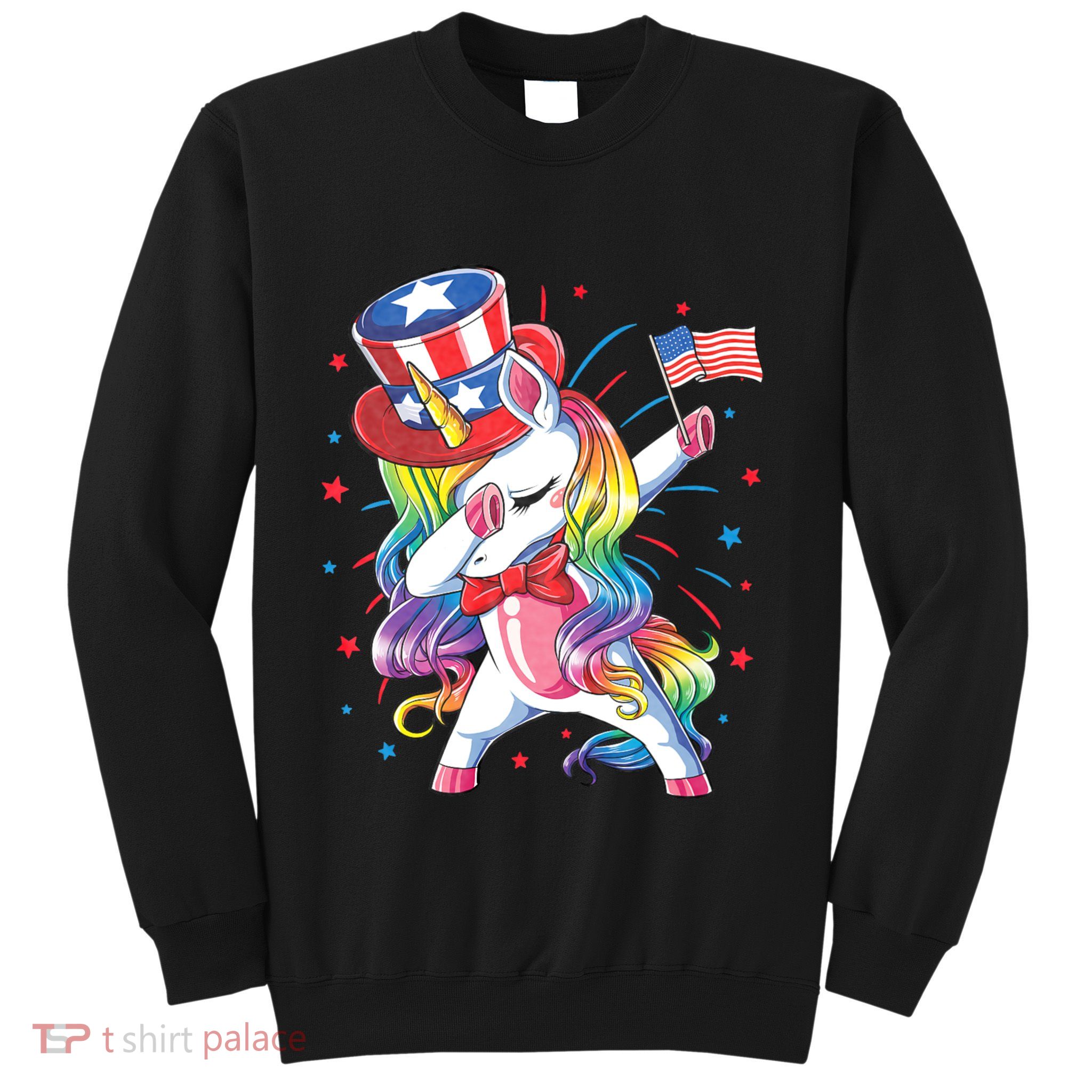 Dabbing Unicorn 4th Of July Uncle Sam American Flag Sweatshirt