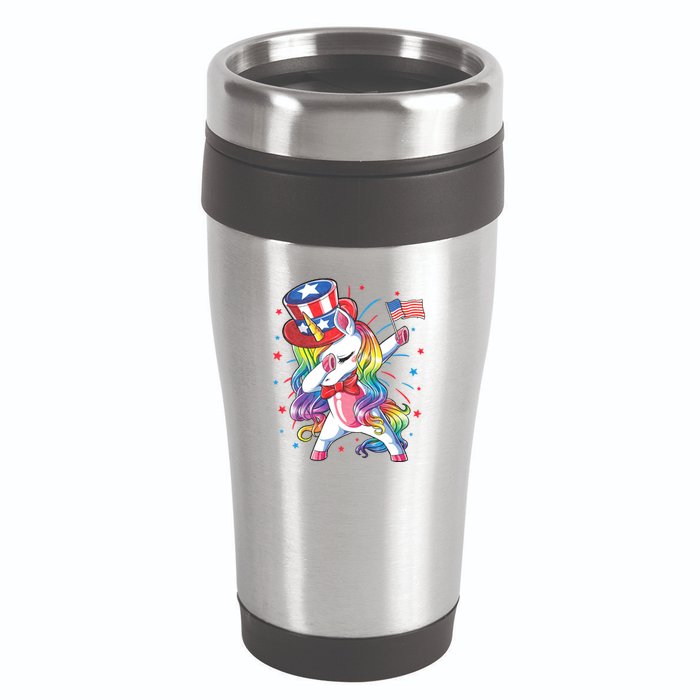 Dabbing Unicorn 4th Of July Uncle Sam American Flag 16oz Travel Tumbler