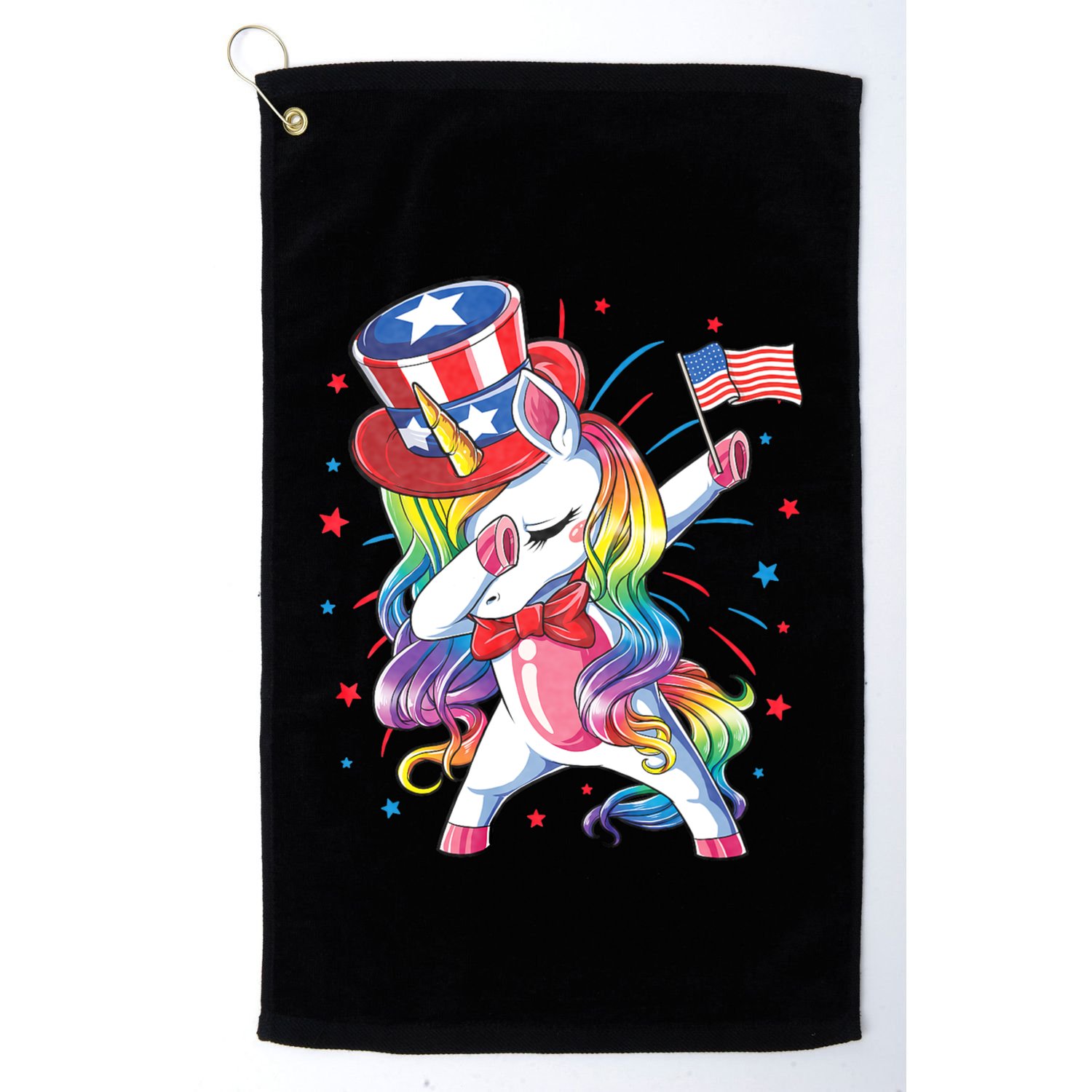 Dabbing Unicorn 4th Of July Uncle Sam American Flag Golf Towel