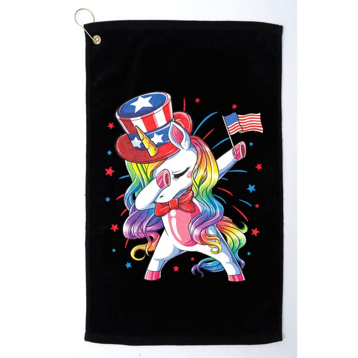 Dabbing Unicorn 4th Of July Uncle Sam American Flag Golf Towel