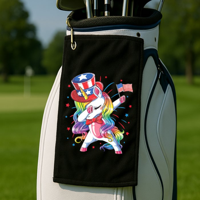 Dabbing Unicorn 4th Of July Uncle Sam American Flag Golf Towel