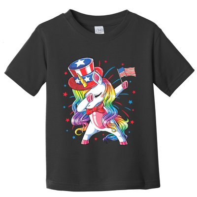 Dabbing Unicorn 4th Of July Uncle Sam American Flag Toddler T-Shirt