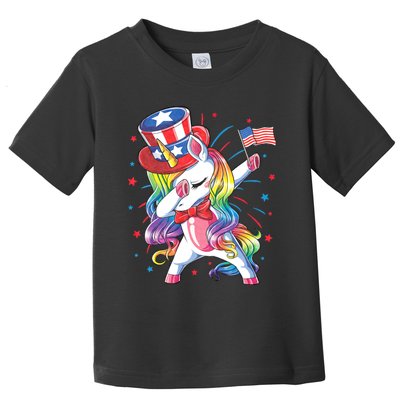 Dabbing Unicorn 4th Of July Uncle Sam American Flag Toddler T-Shirt