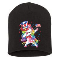 Dabbing Unicorn 4th Of July Uncle Sam American Flag Short Acrylic Beanie