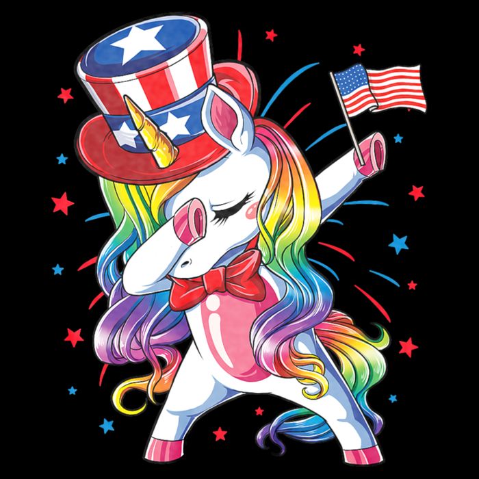 Dabbing Unicorn 4th Of July Uncle Sam American Flag Short Acrylic Beanie