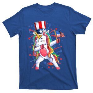 Dabbing Unicorn 4th Of July American Flag Gift T-Shirt