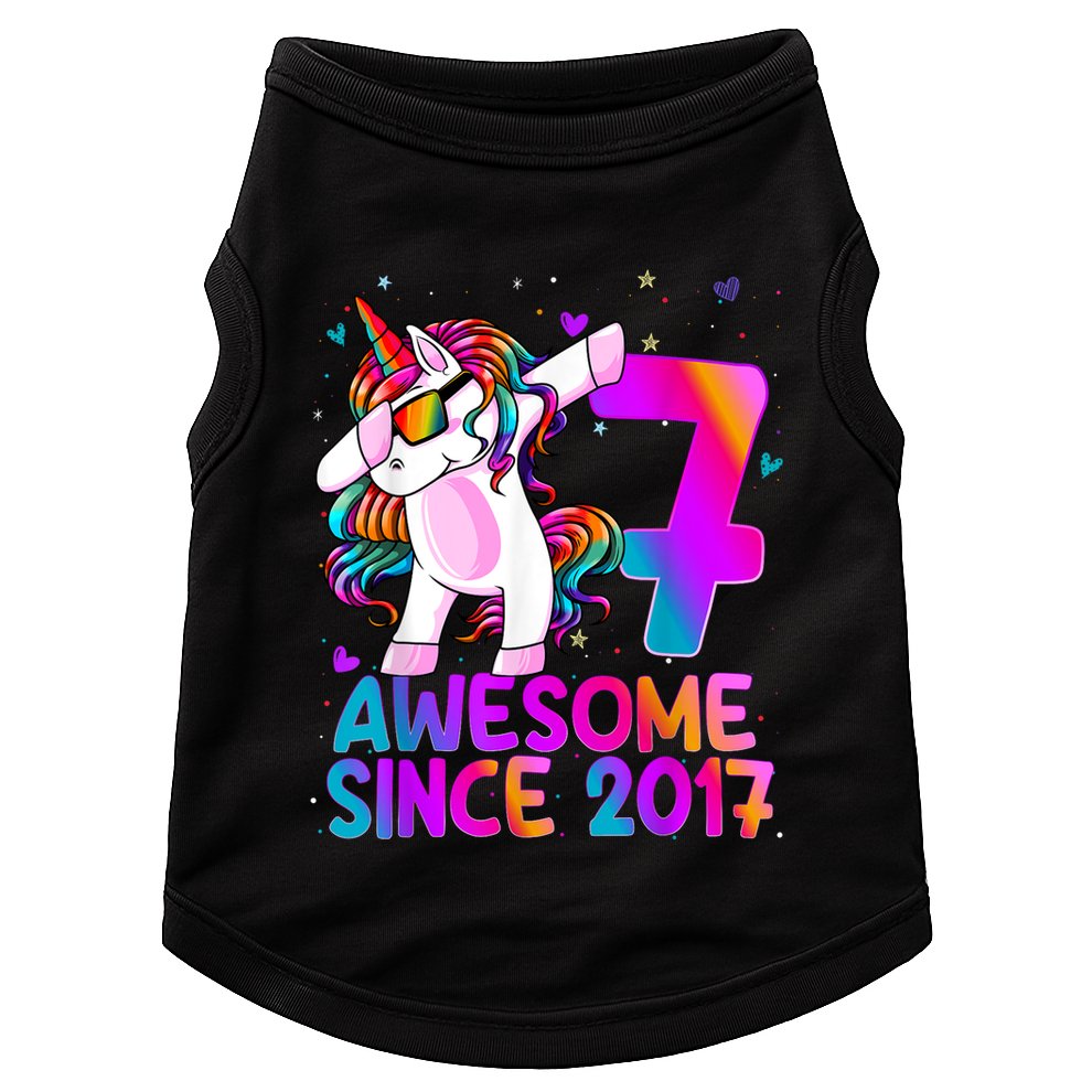 Dabbing Unicorn 7 Year Old 7th Birthday Girl Unicorn Party Doggie Tank