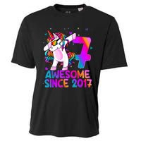 Dabbing Unicorn 7 Year Old 7th Birthday Girl Unicorn Party Cooling Performance Crew T-Shirt