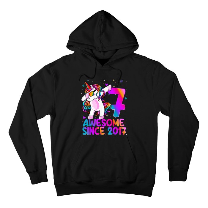 Dabbing Unicorn 7 Year Old 7th Birthday Girl Unicorn Party Hoodie