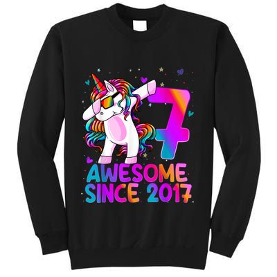 Dabbing Unicorn 7 Year Old 7th Birthday Girl Unicorn Party Sweatshirt