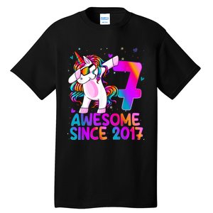 Dabbing Unicorn 7 Year Old 7th Birthday Girl Unicorn Party Tall T-Shirt